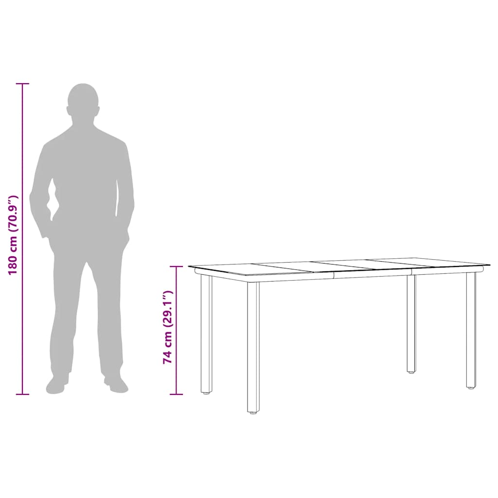 Dining Table Black Powder-coated steel, tempered glass