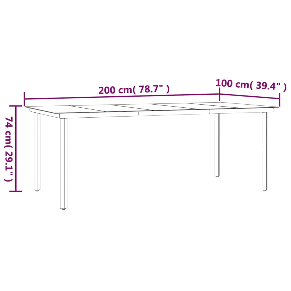 Dining Table Black Powder-coated steel, tempered glass