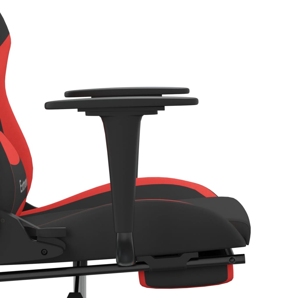 Gaming Chair with Footrest Black and Red Fabric