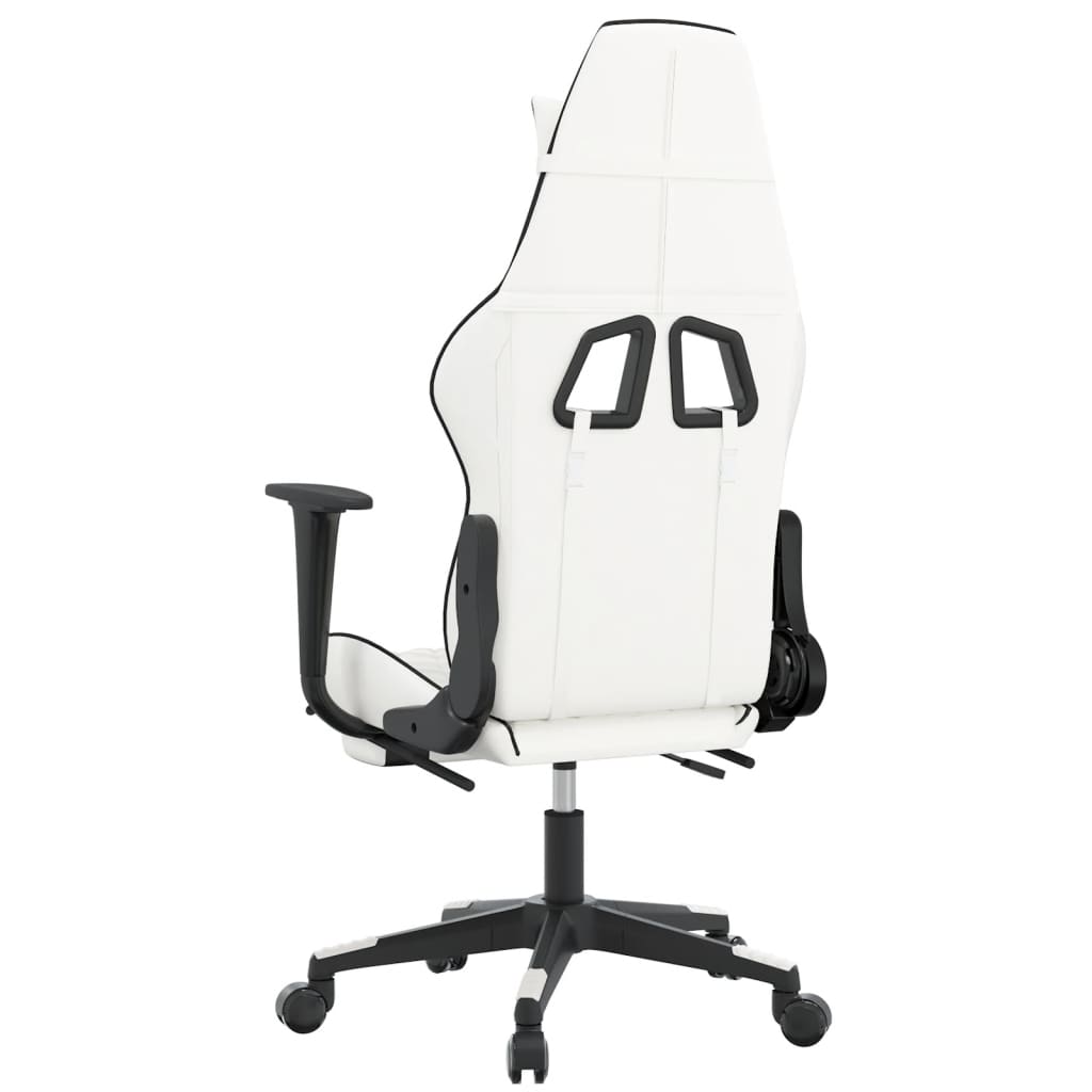 Gaming Chair White and Black Faux leather, metal, plywood, foam