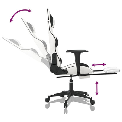 Gaming Chair White and Black Faux leather, metal, plywood, foam
