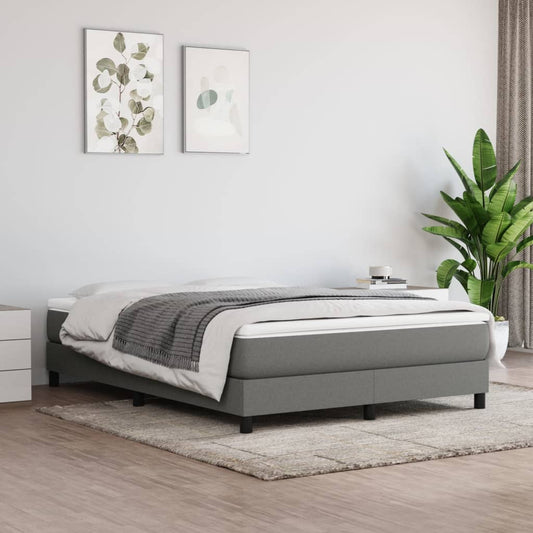 Bed Frame Dark Grey Polyester, Plywood, Engineered Wood Full