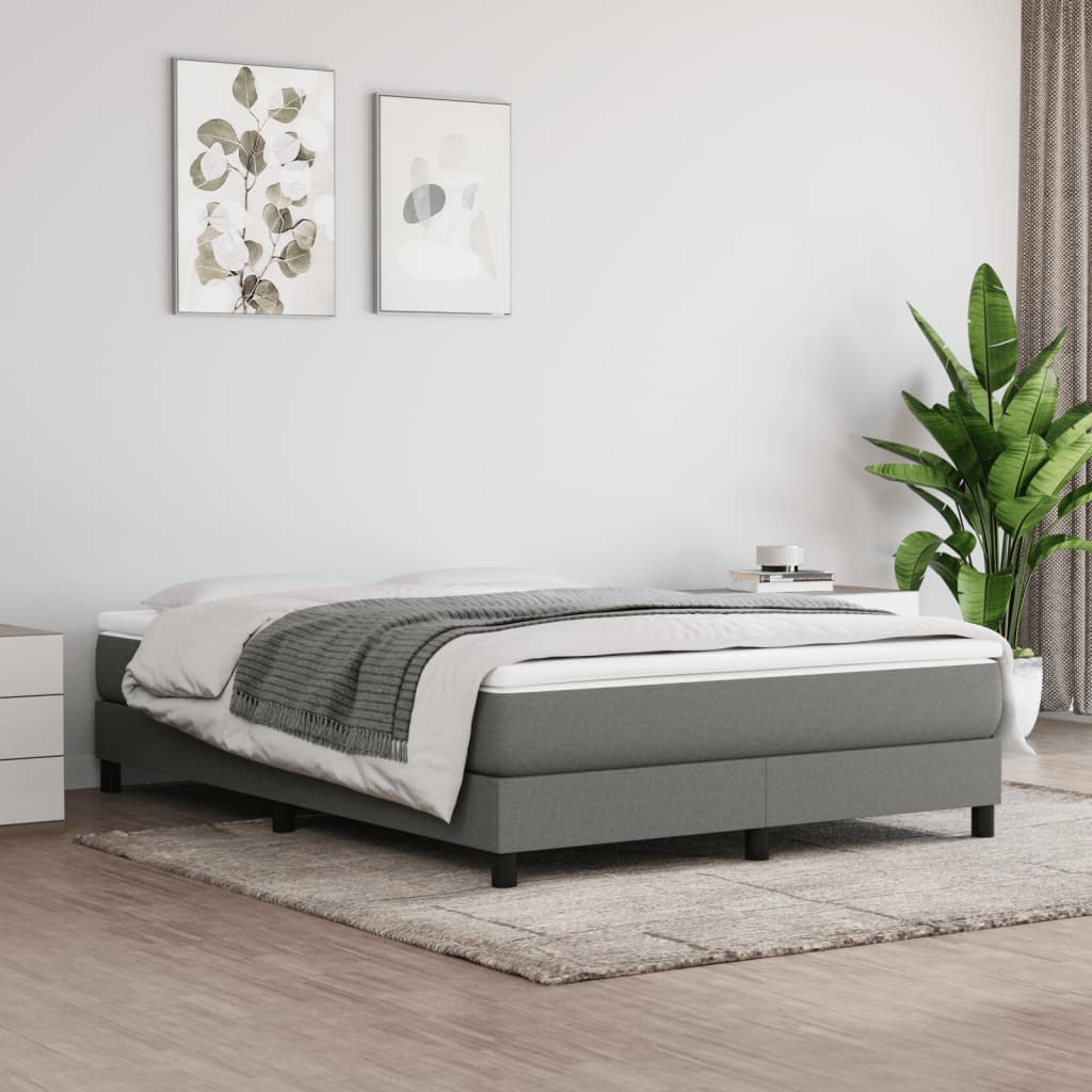 Bed Frame Dark Grey Fabric, plywood, engineered wood Queen