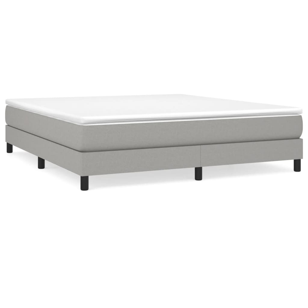 Box Spring Bed Frame Light Gray King Fabric (US Only)
