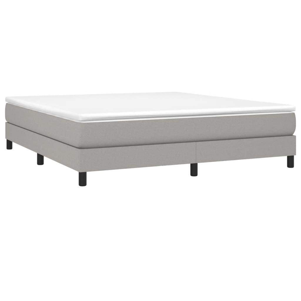 Box Spring Bed Frame Light Gray King Fabric (US Only)