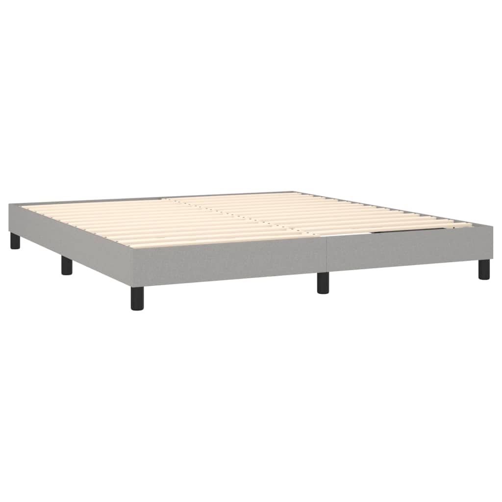 Box Spring Bed Frame Light Gray King Fabric (US Only)