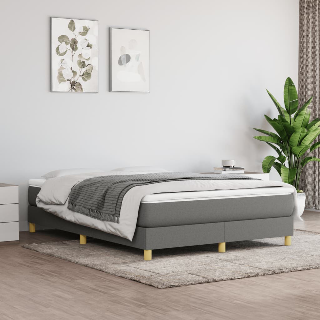 Bed Frame Dark Gray Fabric (100% polyester), plywood, engineered wood
