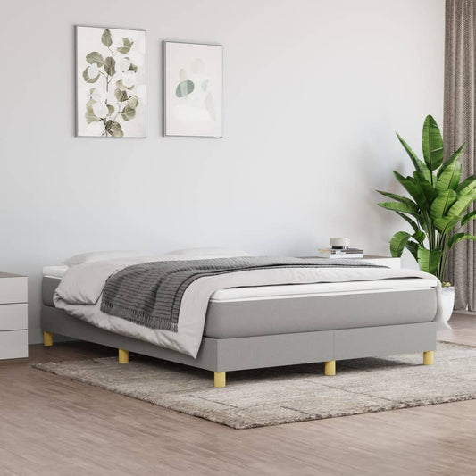 Bed Frame Light Grey 100% polyester fabric, plywood, engineered wood