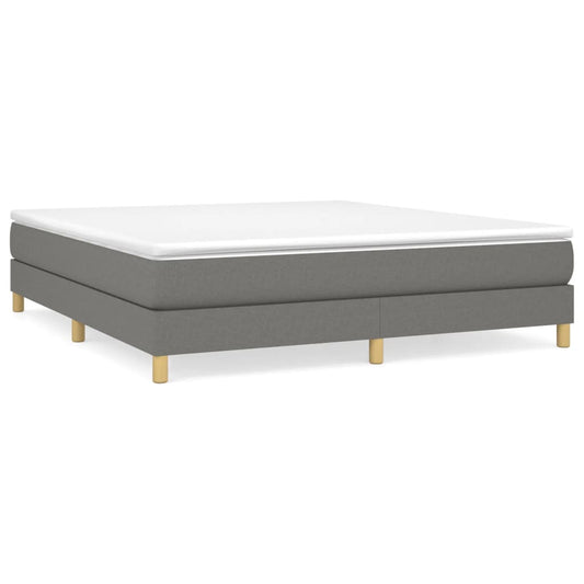 Bed Frame Dark Gray Polyester, Plywood, Engineered Wood King