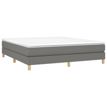 Bed Frame Dark Gray Polyester, Plywood, Engineered Wood King