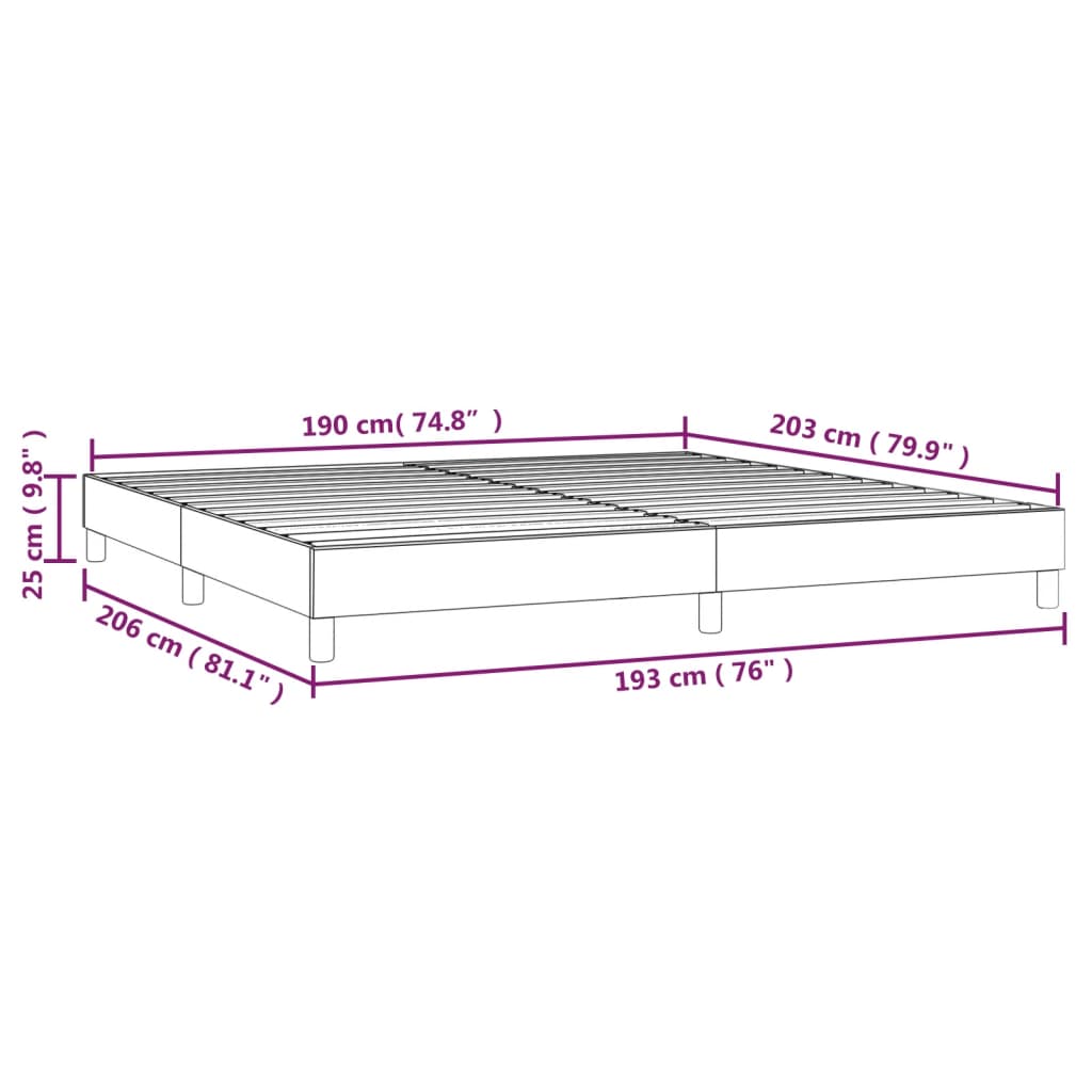 Bed Frame Dark Gray Polyester, Plywood, Engineered Wood King