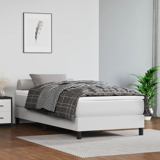 Bed Frame White Faux leather, plywood, engineered wood Twin