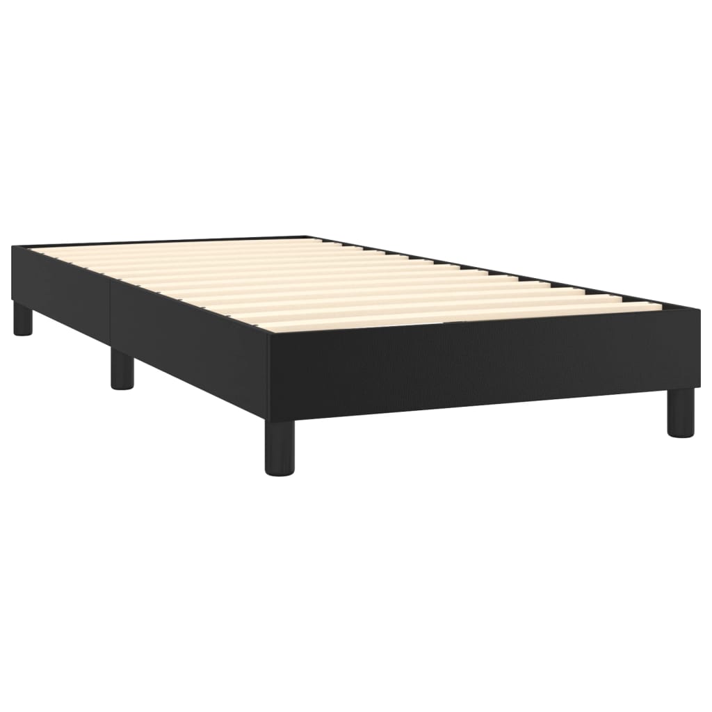 Bed Frame Black Faux leather, plywood Twin XL Sturdy Bed Frame