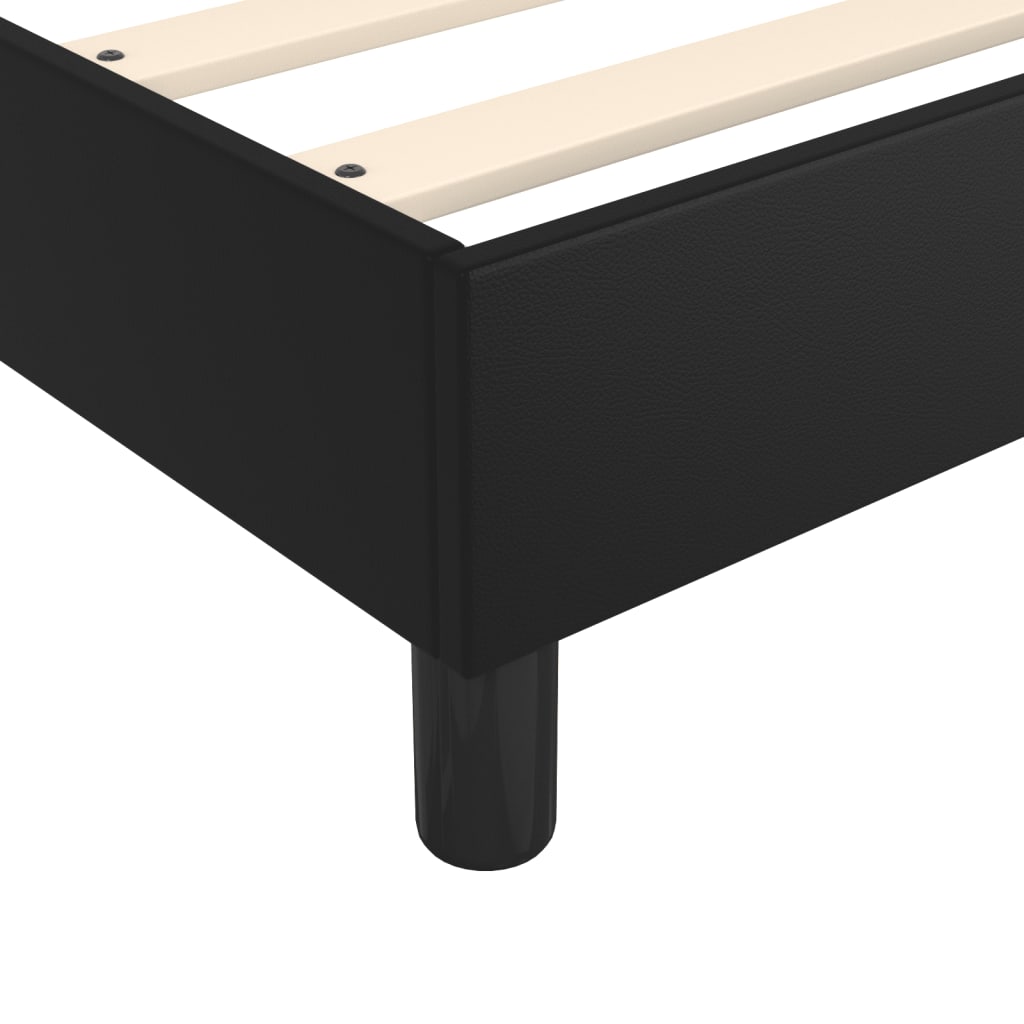 Bed Frame Black Faux leather, plywood Twin XL Sturdy Bed Frame