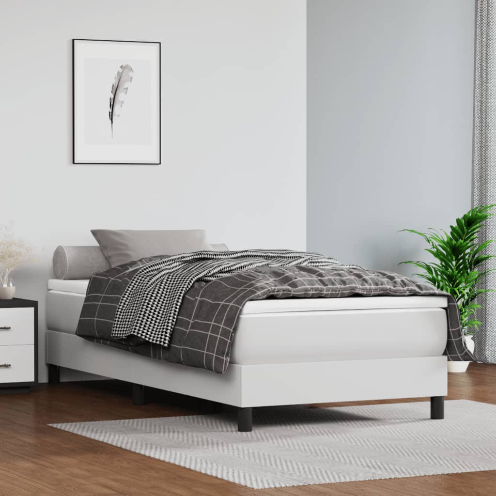 Bed Frame White Faux leather, Plywood, Engineered wood Twin XL