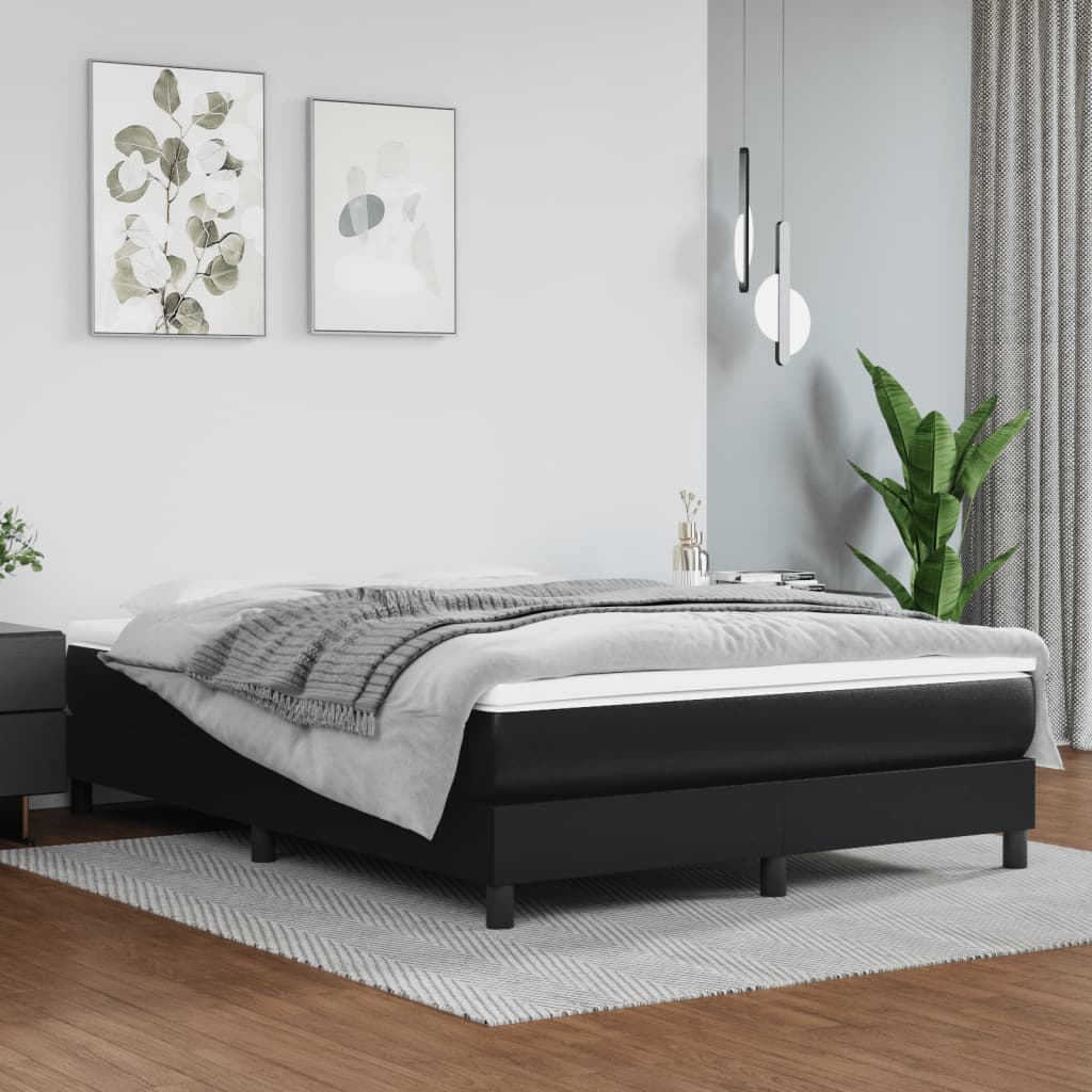 Bed Frame Black Faux leather, plywood, engineered wood Double