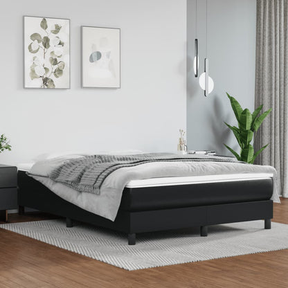 Bed Frame Black Faux leather, plywood, engineered wood