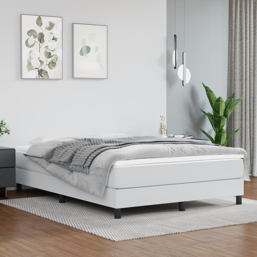 Bed Frame White Faux leather, plywood, engineered wood Queen