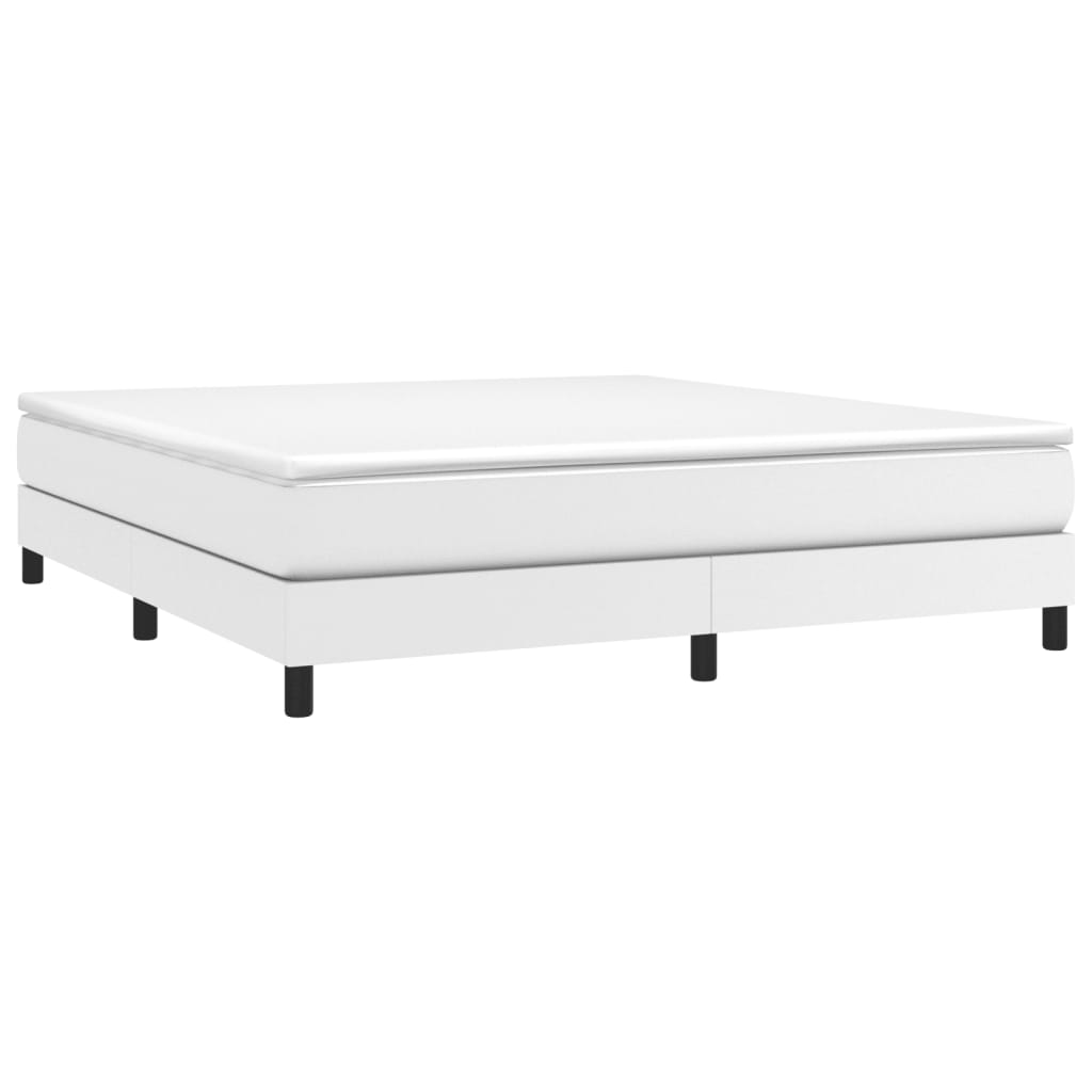 Bed Frame White Faux Leather King Durable Bed Frame