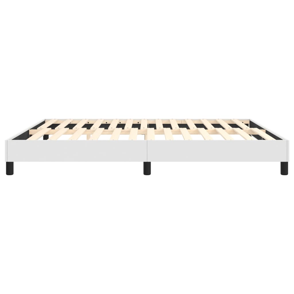 Bed Frame White Faux Leather King Durable Bed Frame