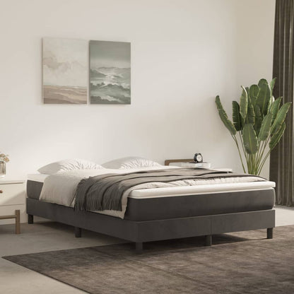 Bed Frame Dark grey Velvet (100% polyester), Plywood, Engineered Wood