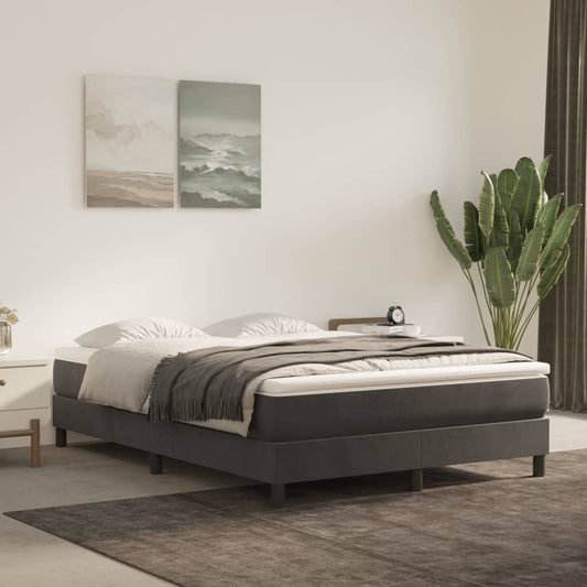 Bed Frame Dark grey Velvet (100% polyester), Plywood, Engineered Wood