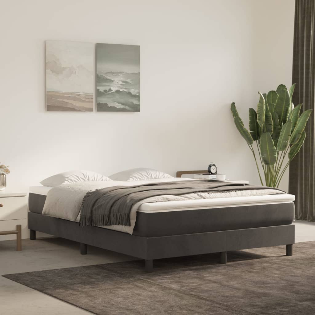 Bed Frame Dark grey Velvet (100% polyester), Plywood, Engineered Wood