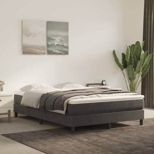 Bed Frame Dark Grey Velvet, plywood, engineered wood Queen