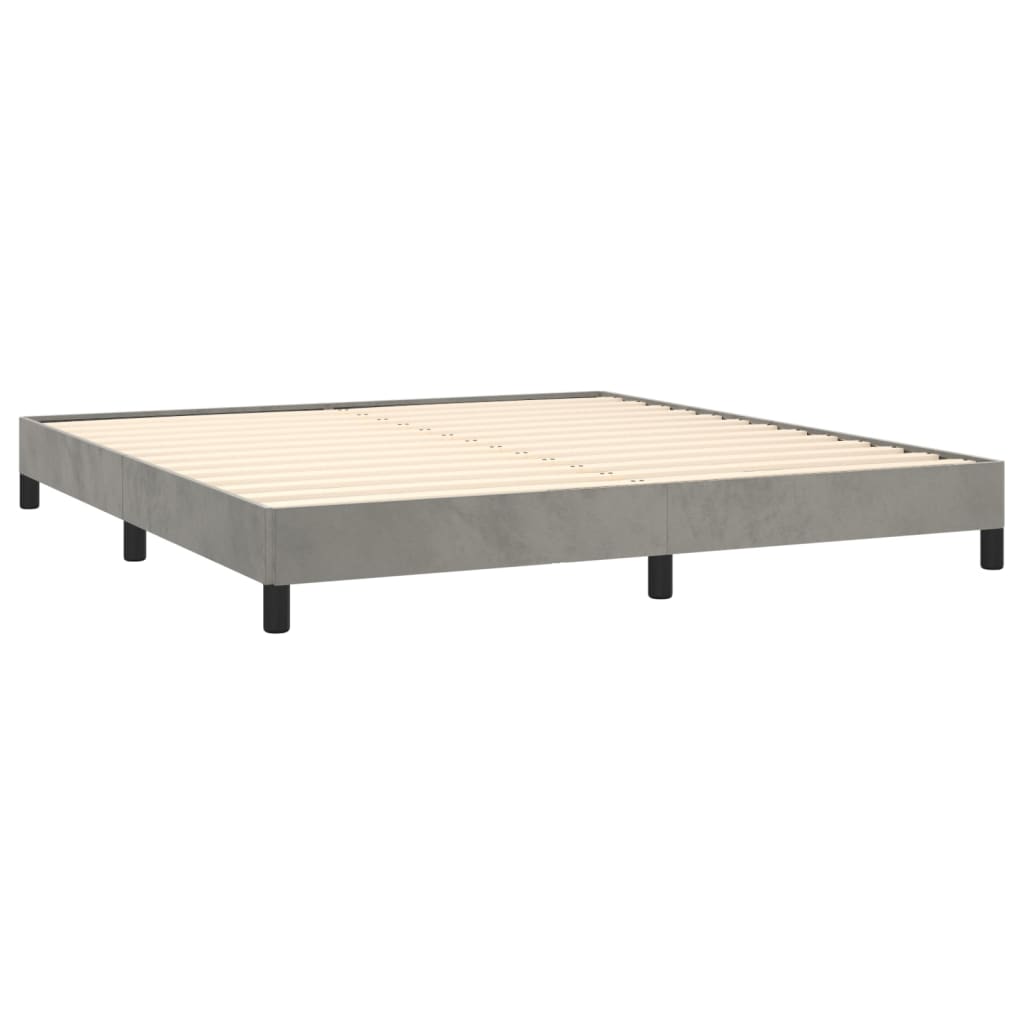 Bed Frame Light Grey Velvet, plywood, engineered wood King