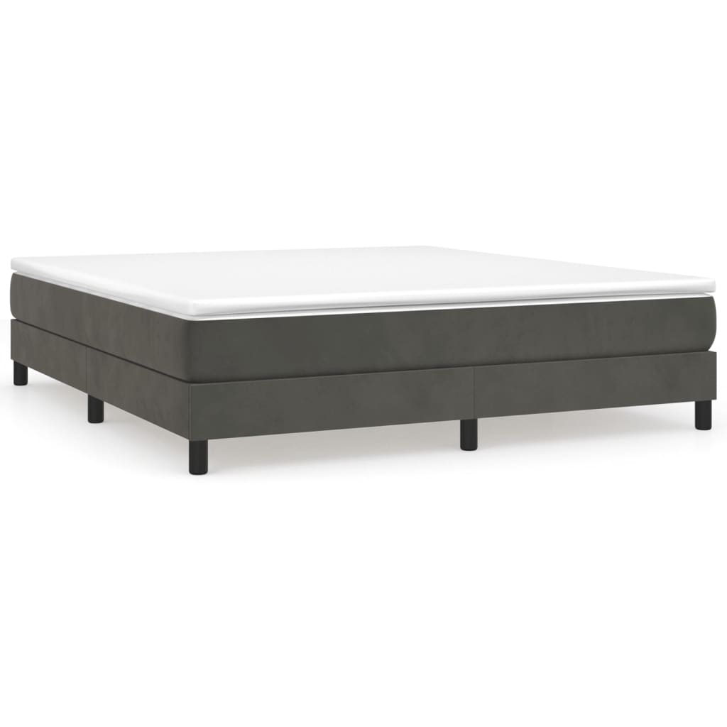 Bed Frame Dark grey Velvet, plywood, engineered wood King
