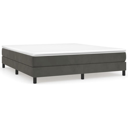 Bed Frame Dark grey Velvet, plywood, engineered wood King