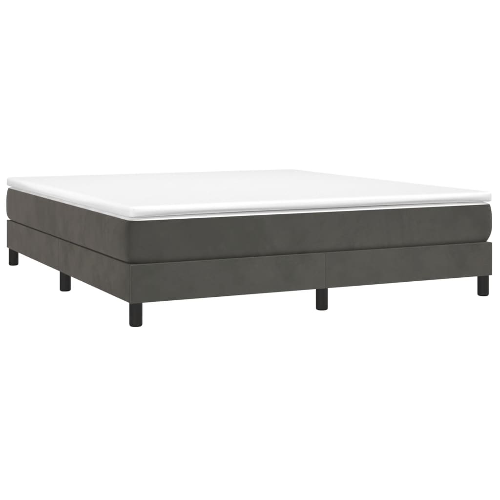 Bed Frame Dark grey Velvet, plywood, engineered wood King