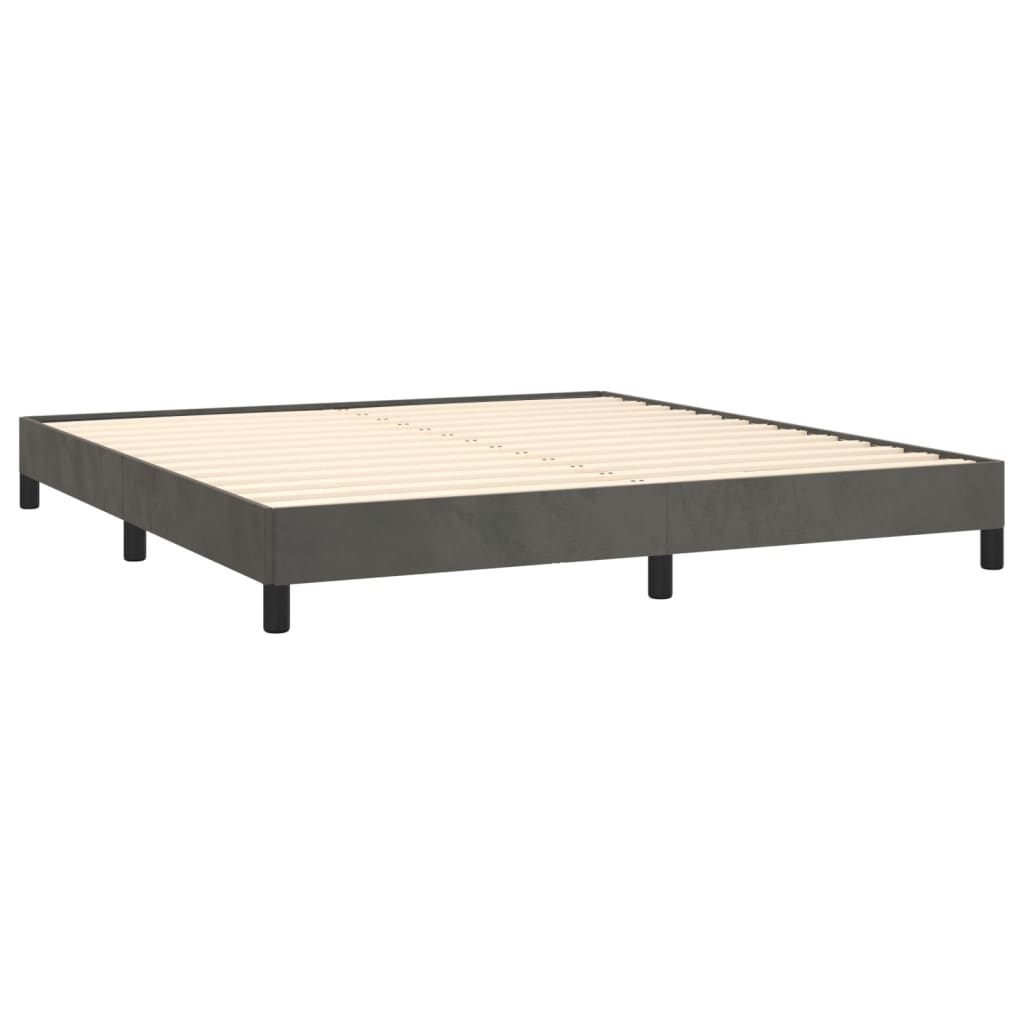 Bed Frame Dark grey Velvet, plywood, engineered wood King
