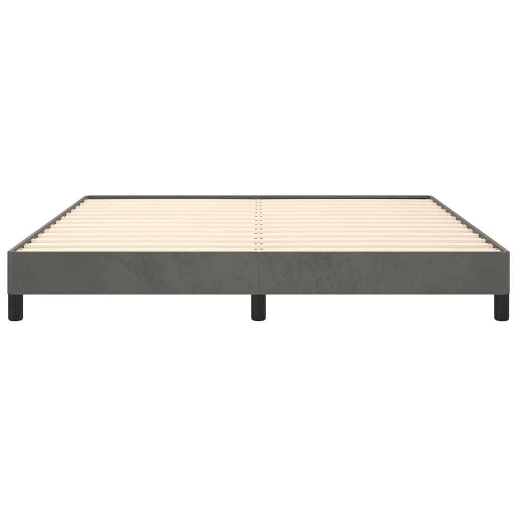Bed Frame Dark grey Velvet, plywood, engineered wood King