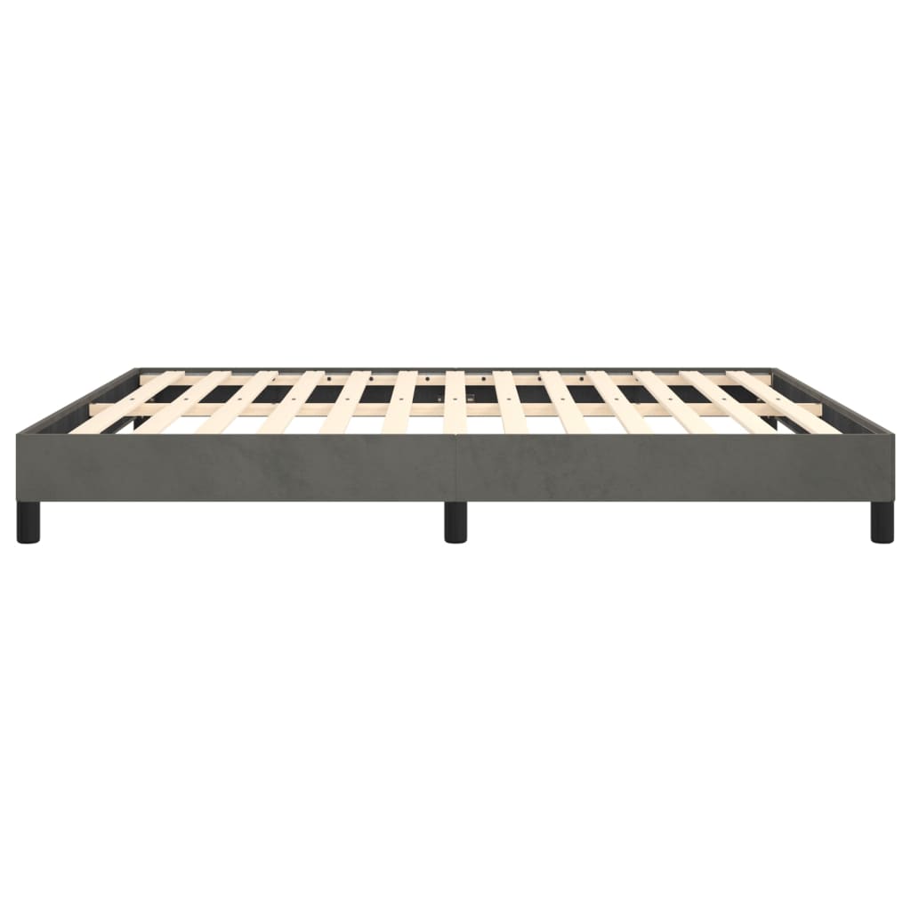 Bed Frame Dark grey Velvet, plywood, engineered wood King