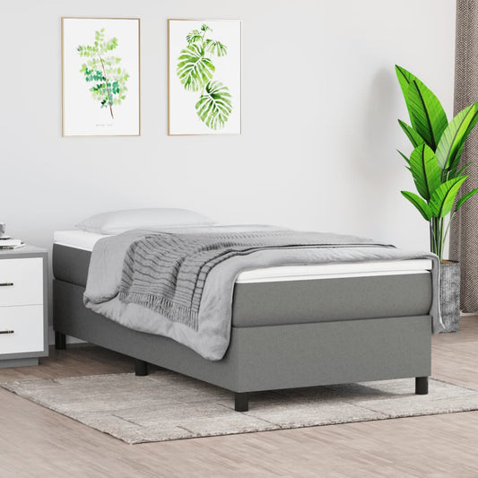 Bed Frame Dark Gray Polyester, Plywood, Engineered wood Twin