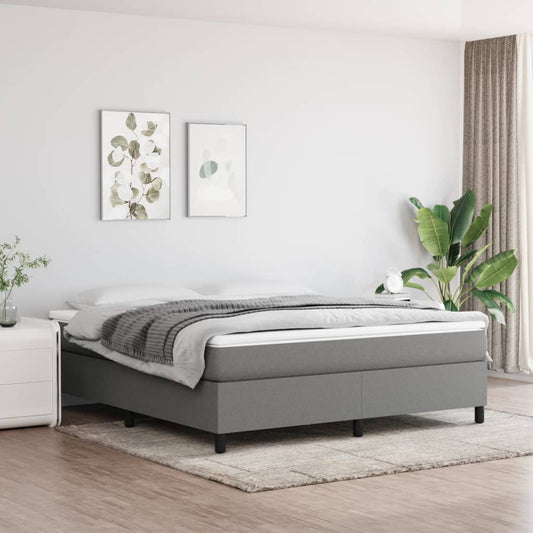 Bed Frame Dark Gray Fabric (100% polyester), Plywood, Engineered wood