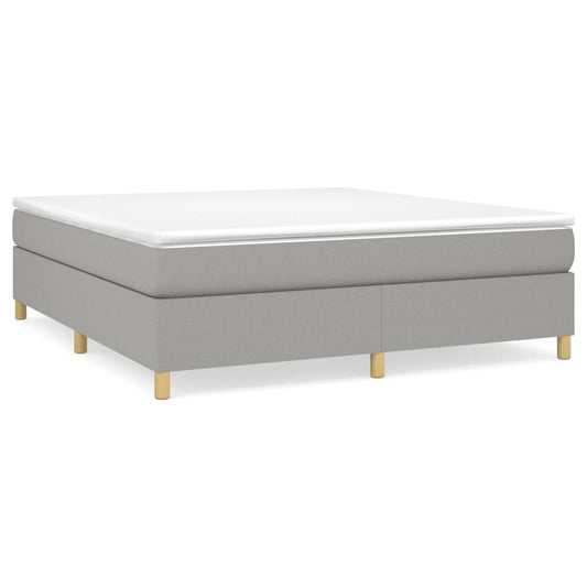 Bed Frame Light Grey Polyester, Plywood, Engineered Wood King