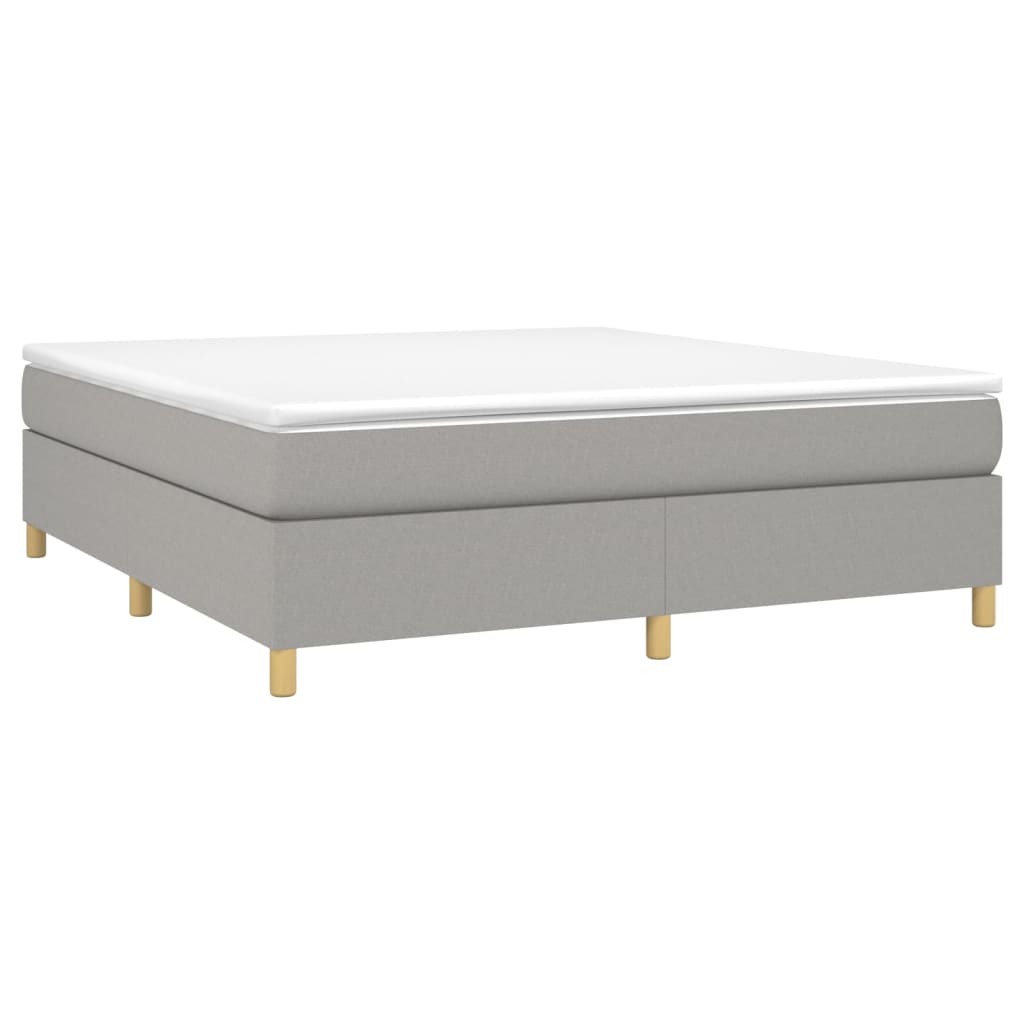 Bed Frame Light Grey Polyester, Plywood, Engineered Wood King
