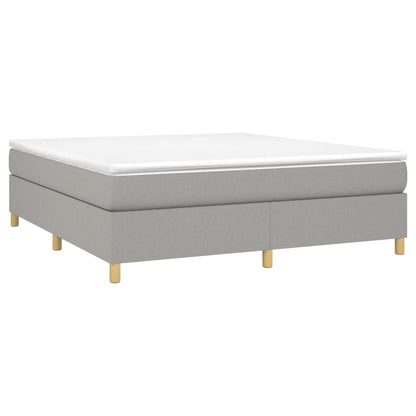 Bed Frame Light Grey Polyester, Plywood, Engineered Wood King