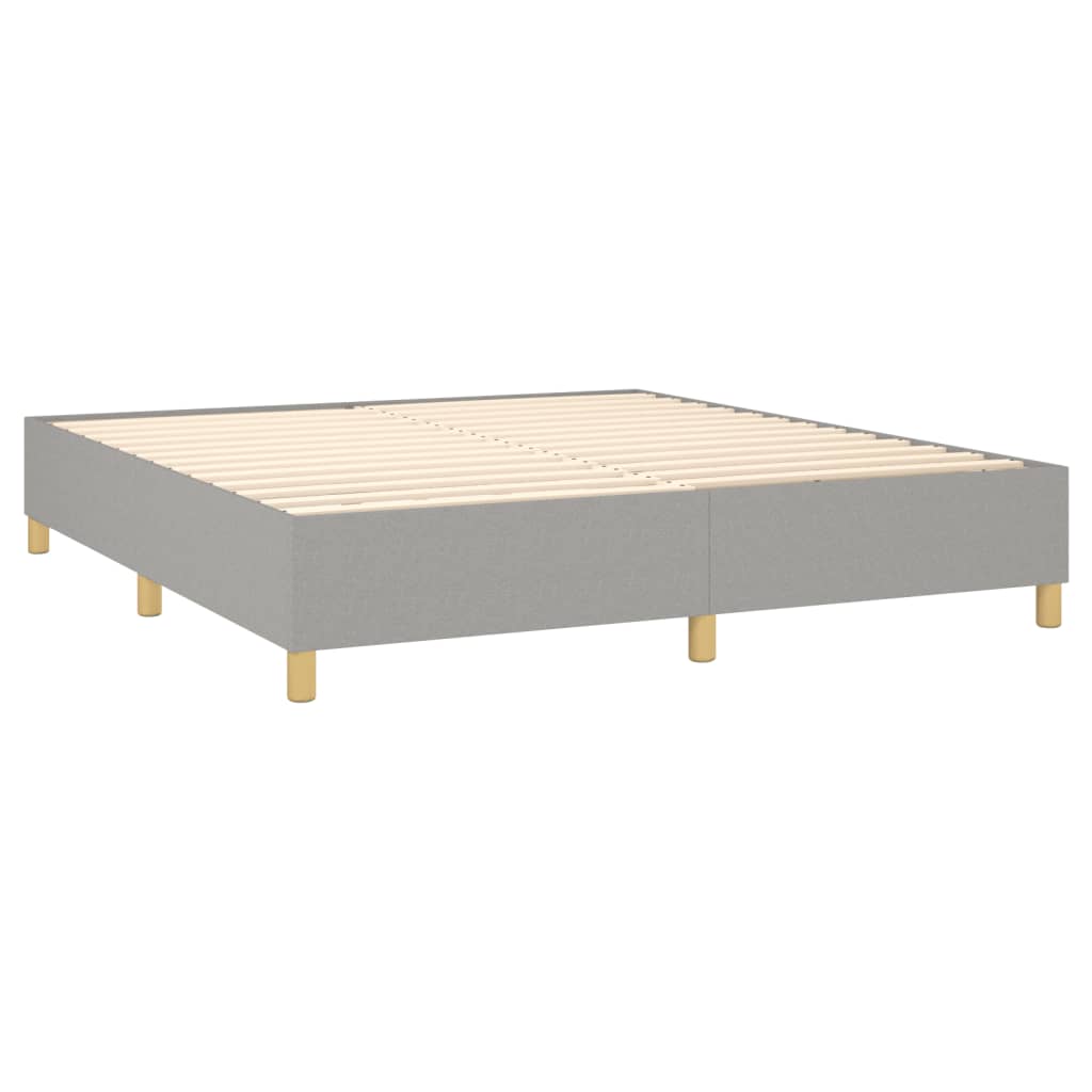 Bed Frame Light Grey Polyester, Plywood, Engineered Wood King