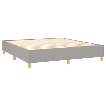 Bed Frame Light Grey Polyester, Plywood, Engineered Wood King