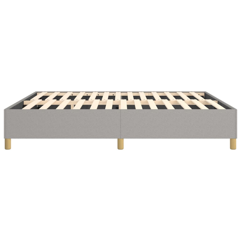 Bed Frame Light Grey Polyester, Plywood, Engineered Wood King