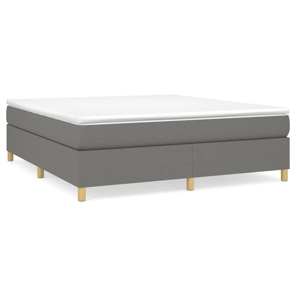 Bed Frame Dark gray Polyester, Plywood, Engineered wood King