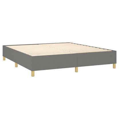 Bed Frame Dark gray Polyester, Plywood, Engineered wood King