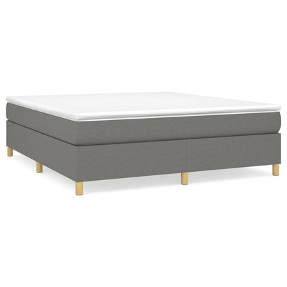 Box Spring Bed Frame Dark Gray California King Fabric (US Only)