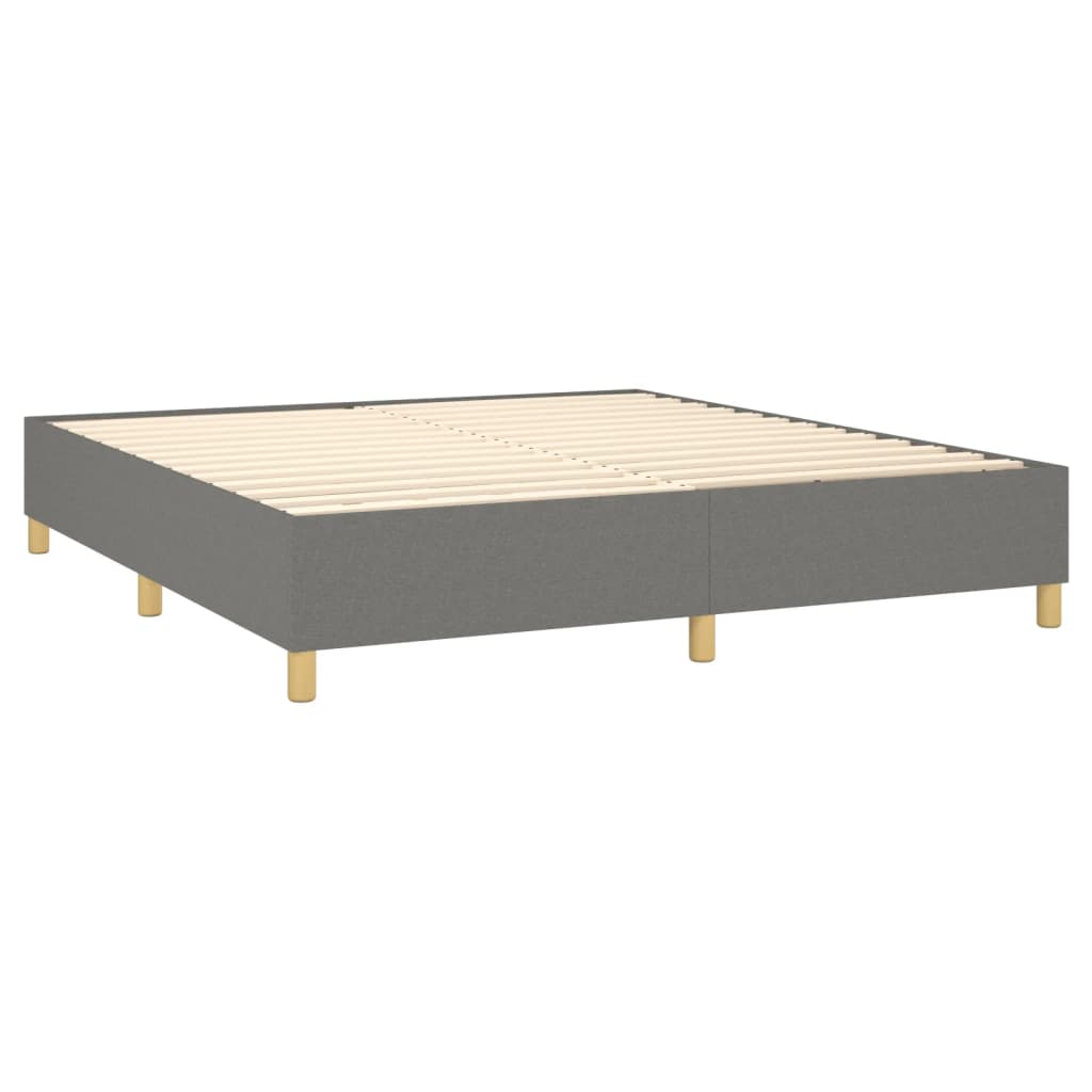 Box Spring Bed Frame Dark Gray California King Fabric (US Only)