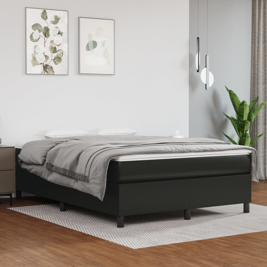 Bed Frame Black Faux leather, plywood, engineered wood Double