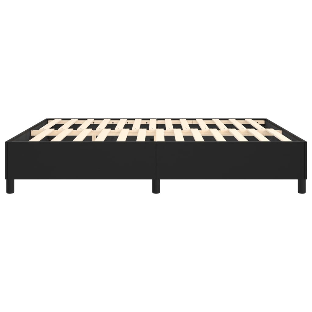Bed Frame Black Faux leather, plywood, engineered wood King