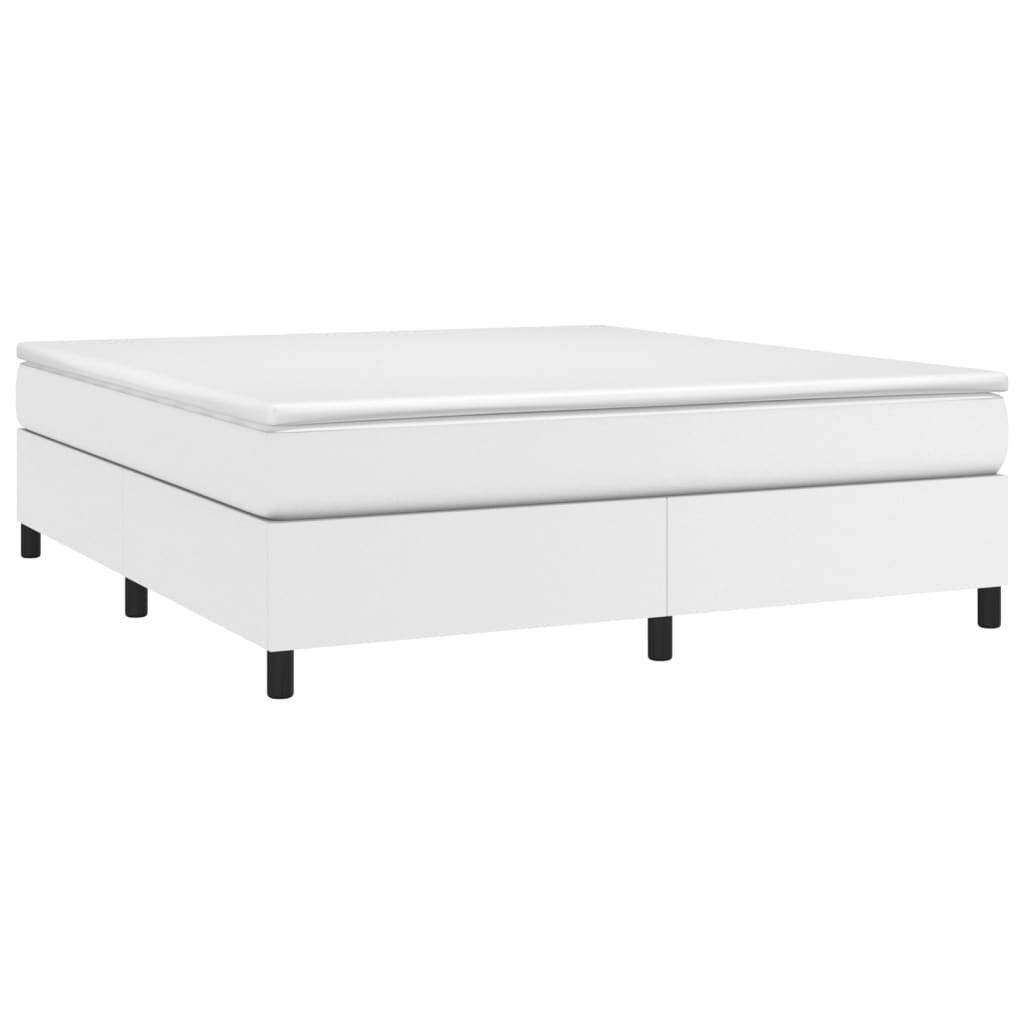 Bed Frame White Faux leather, plywood, engineered wood King